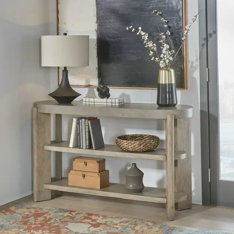 Affinity Sofa Table in Dusty Taupe with Concrete Top - Liberty