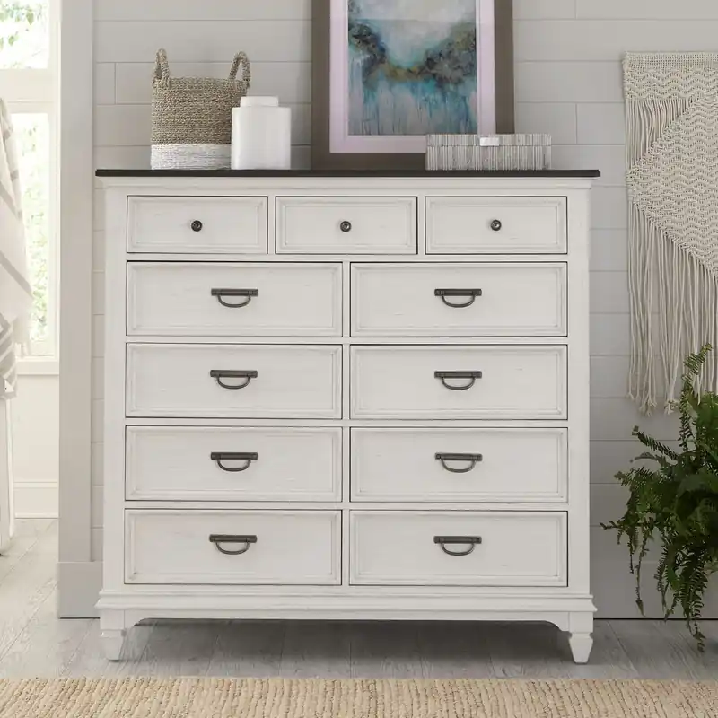 Allyson Park 11 Drawer Chesser in Wirebrushed White - Liberty