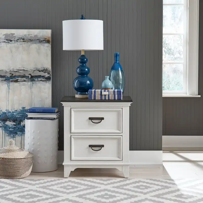 Allyson Park 2 Drawer Nightstand with Charging Station in White - Liberty