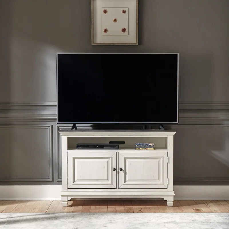 Allyson Park 46 Inch TV Console in Wirebrushed White - Liberty