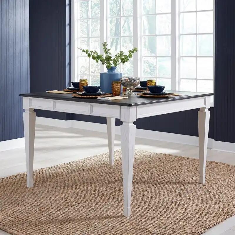 Allyson Park Pedestal Counter Height Leg Table in Wirebrushed White - Liberty