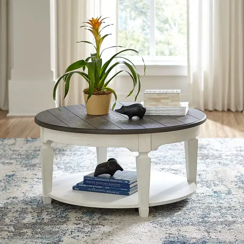Allyson Park Round Cocktail Table in White - Liberty