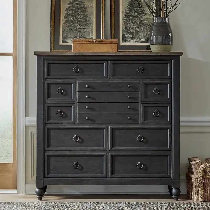 Americana Farmhouse 12 Drawer Chesser in Black - Liberty