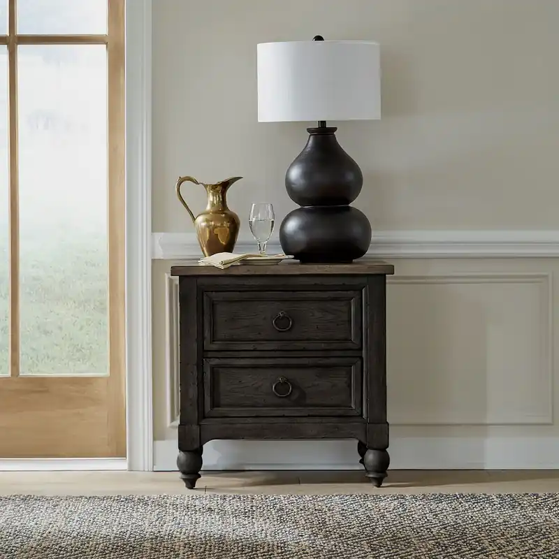 Americana Farmhouse 2 Drawer Nightstand in Black - Liberty