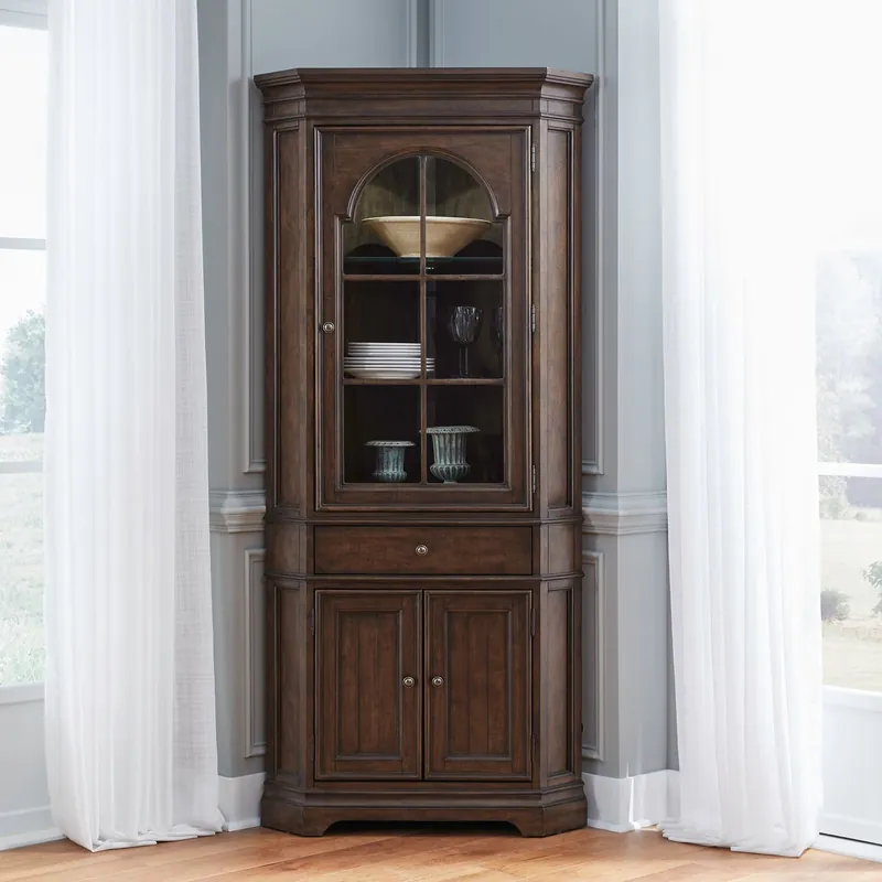Arden Road Corner Cabinet in Satin Cherry - Liberty