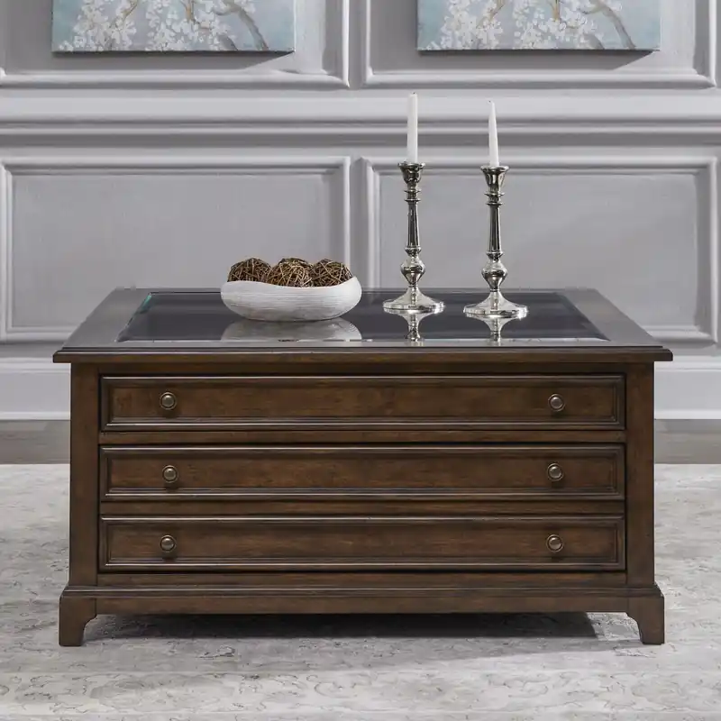Arden Road Square Collector Cocktail Table in Satin Cherry - Liberty