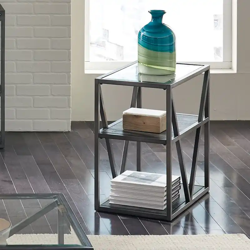 Arista Chair Side Table in Cobblestone Brown - Liberty