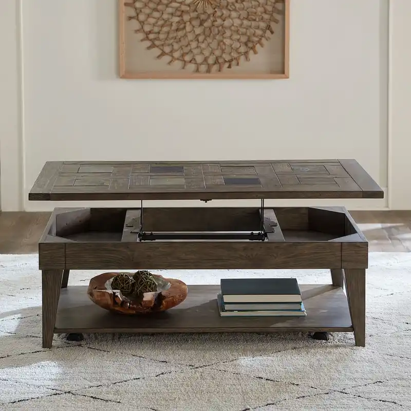Arrowcreek Lift Top Cocktail Table in Weathered Stone - Liberty