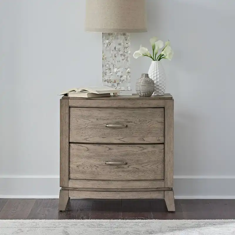 Avalon Nightstand with Charging Station in Burnished Beige - Liberty
