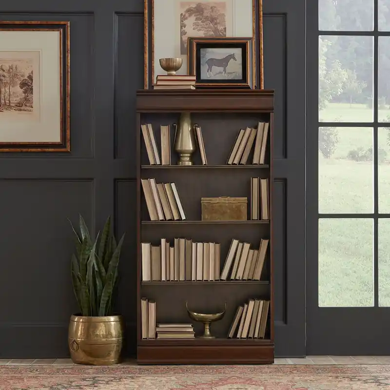 Brayton Manor Jr Executive 60 Inch Bookcase (RTA) in Cognac - Liberty