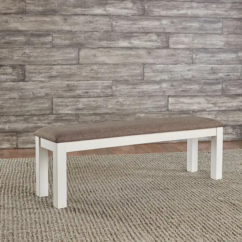 Brook Bay Uph Dining Bench in Textured White - Liberty