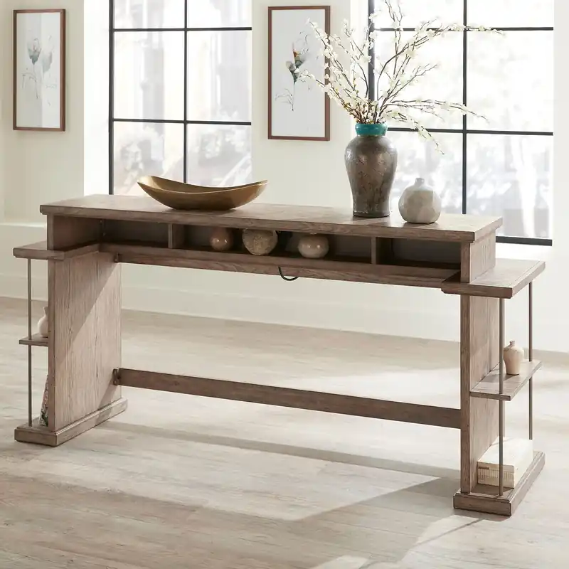 City Scape Console Bar Table in White Oak Veneers - Liberty