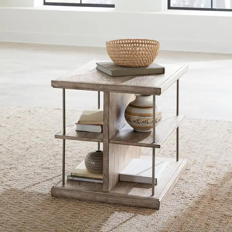 City Scape End Table in White Oak Veneers - Liberty