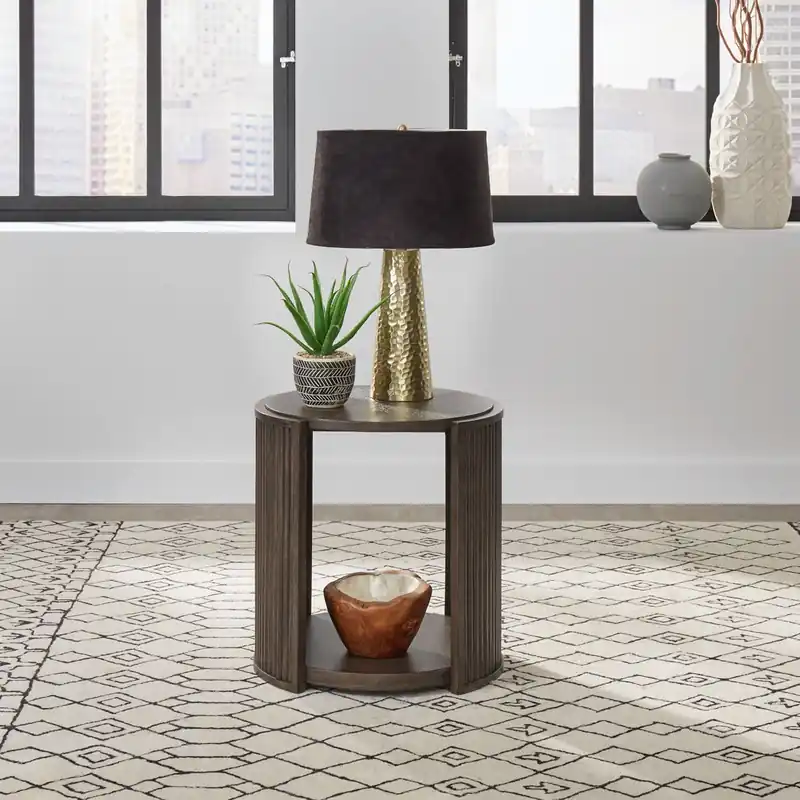 City View Round End Table in Coffee Bean - Liberty