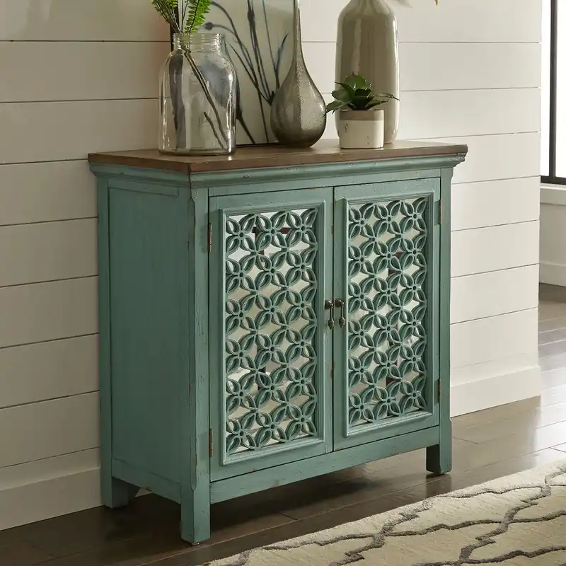 Kensington 2 Door Accent Cabinet in Turquoise - Liberty