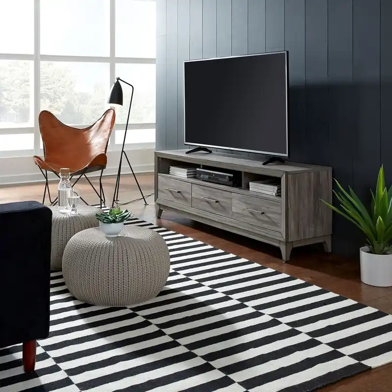 Mercury 62 Inch TV Console in Driftwood Gray - Liberty