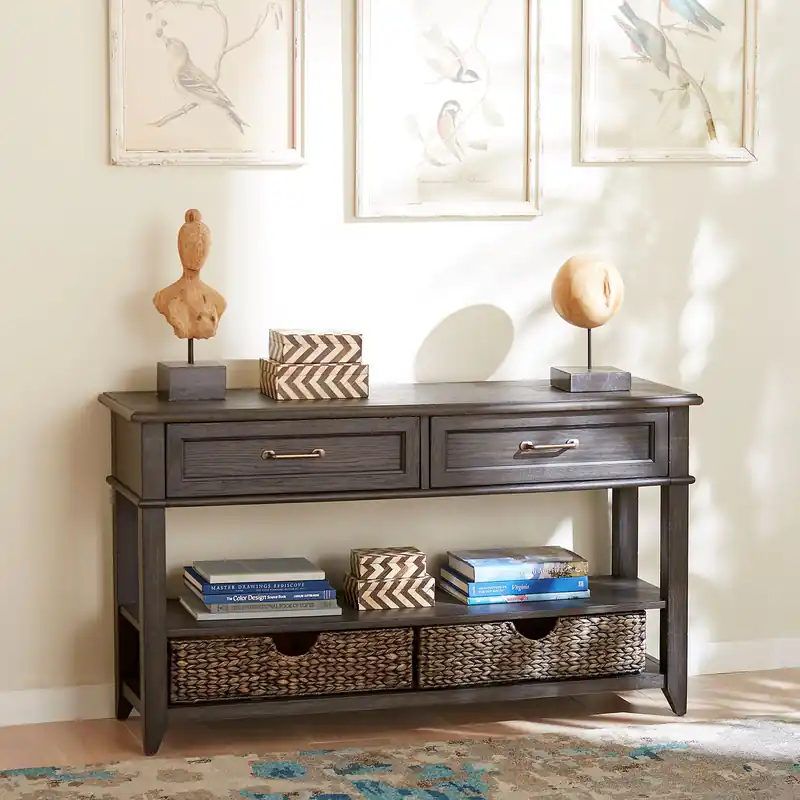Mill Creek 2 Drawer Sofa Table in Peppercorn - Liberty