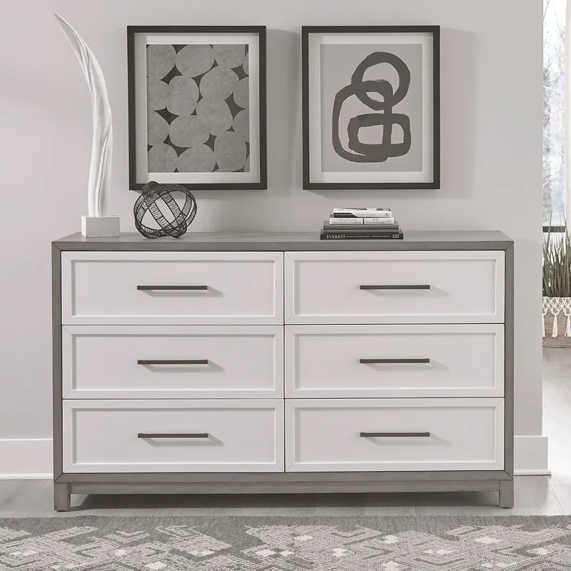 Palmetto Heights 6 Drawer Dresser in Shell White and Driftwood - Liberty