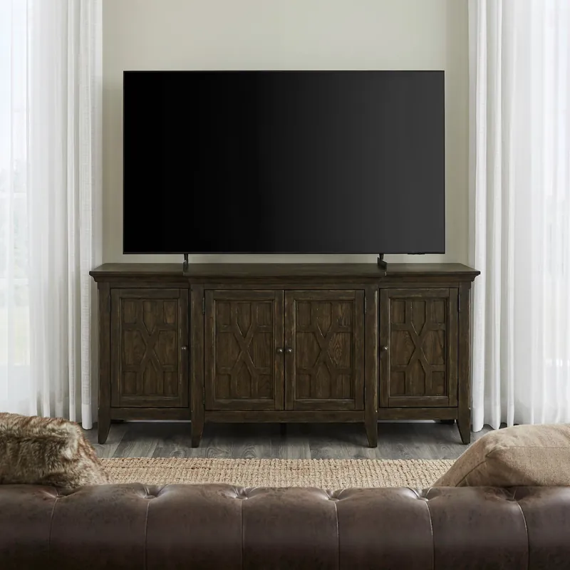 Paradise Valley 76 Inch TV Console in Saddle Brown - Liberty