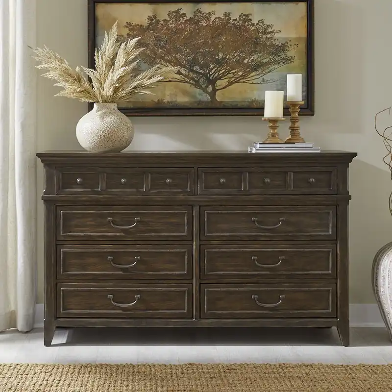 Paradise Valley 8 Drawer Dresser in Saddle Brown - Liberty