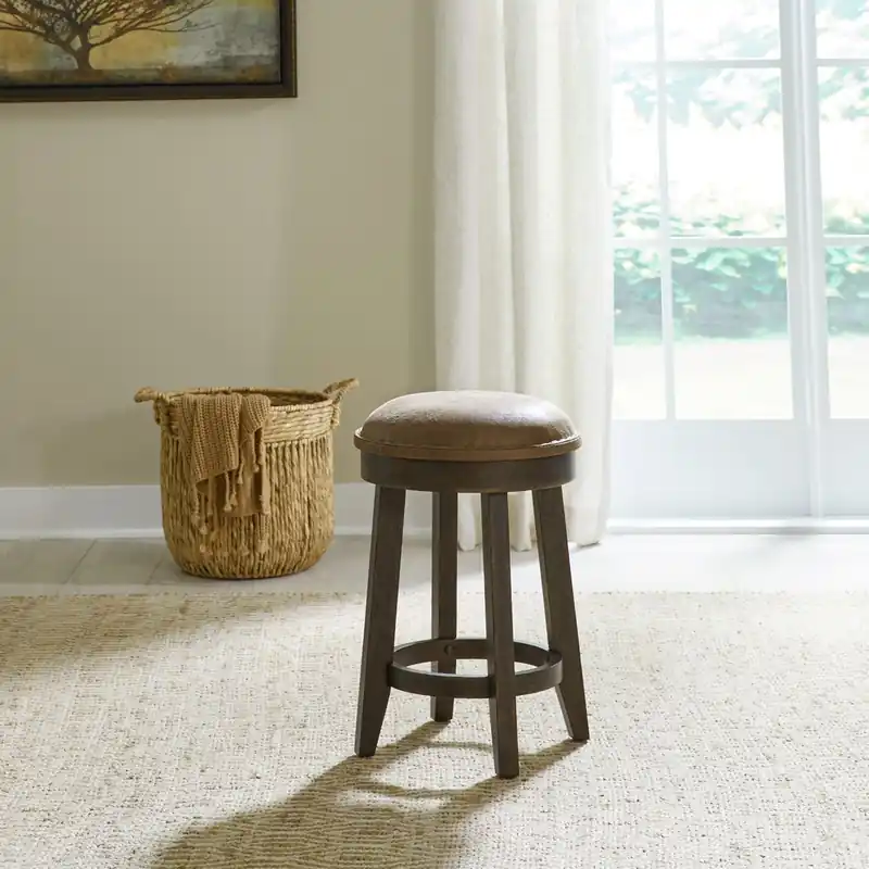 Paradise Valley Upholstered Console Stool (RTA) in Saddle Brown - Liberty