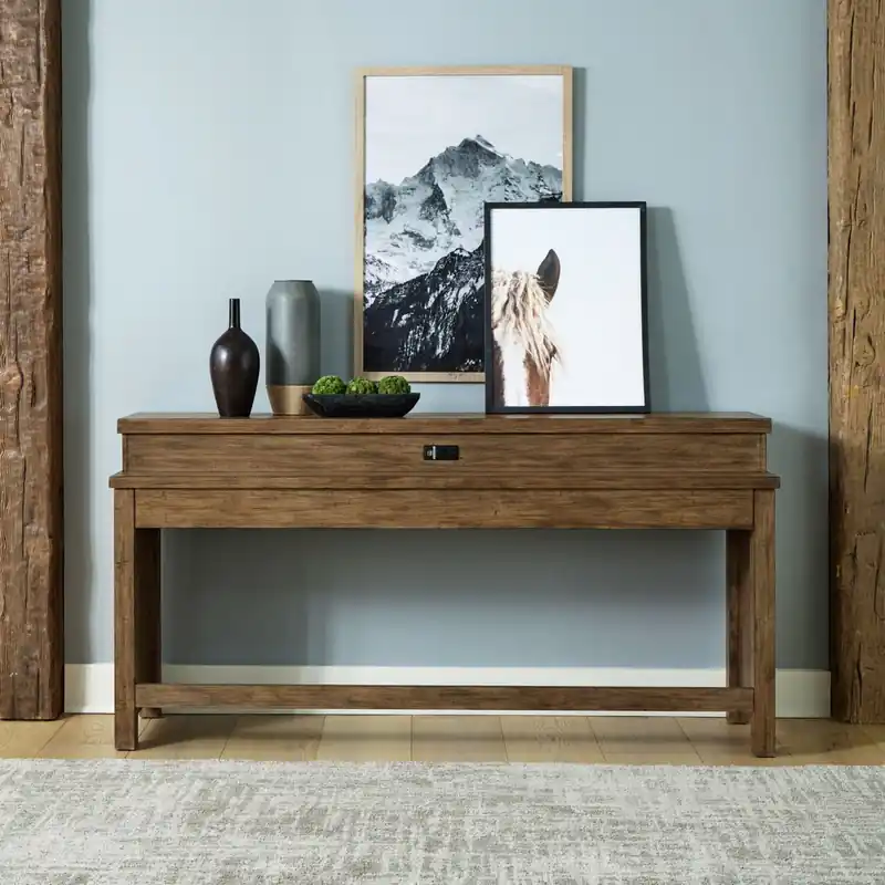 Pinebrook Ridge Console Bar Table in Weathered Toffee - Liberty