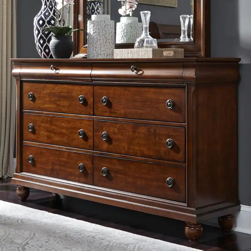 Rustic Traditions 8 Drawer Dresser in Rustic Cherry - Liberty