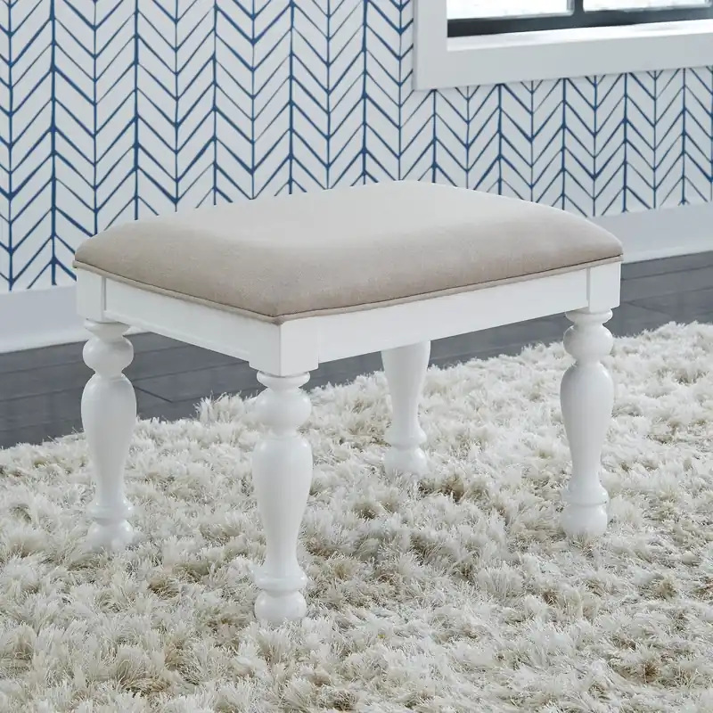 Summer House I Vanity Stool in Oyster White - Liberty