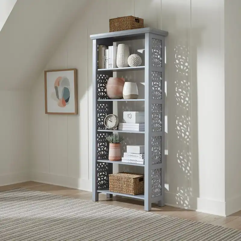 Trellis Lane Accent Bookcase in Grey EST SHIP TIME APPX 4 WEEKS - Liberty
