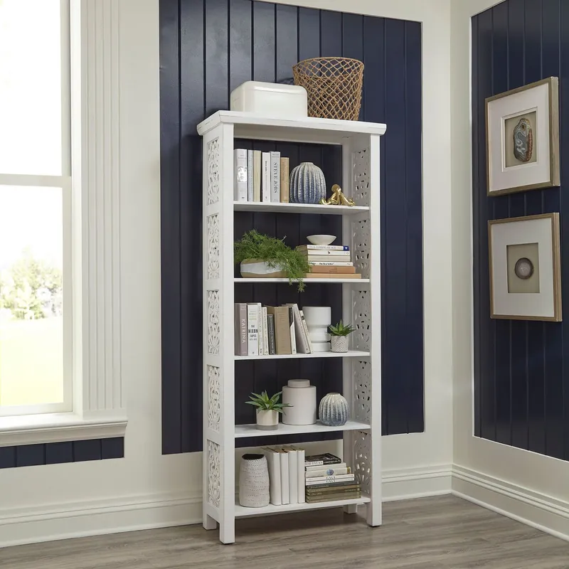 Trellis Lane Accent Bookcase in Weathered White - Liberty