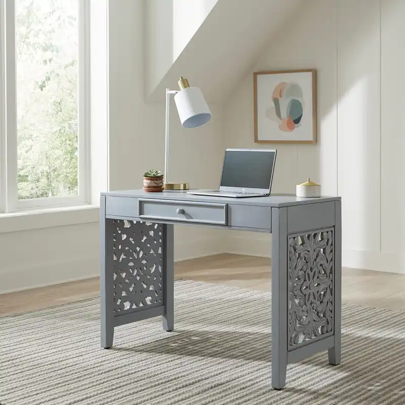 Trellis Lane Accent Writing Desk in Grey EST SHIP TIME APPX 4 WEEKS - Liberty