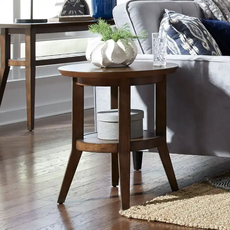 Ventura Blvd Round End Table in Bronze - Liberty