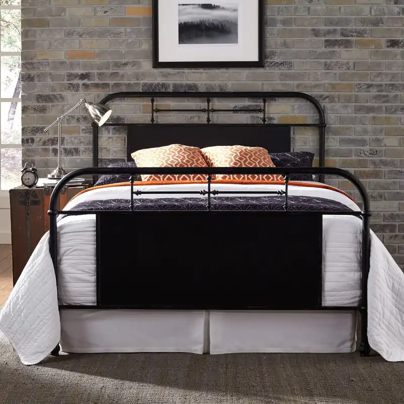 Vintage Series King Metal Bed in Black - Liberty