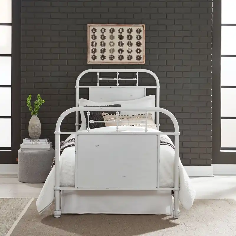 Vintage Series Twin Metal Bed in Antique White - Liberty