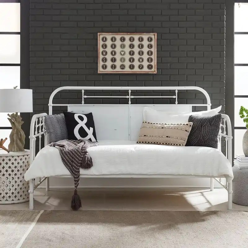 Vintage Series Twin Metal Bed in Antique White - Liberty