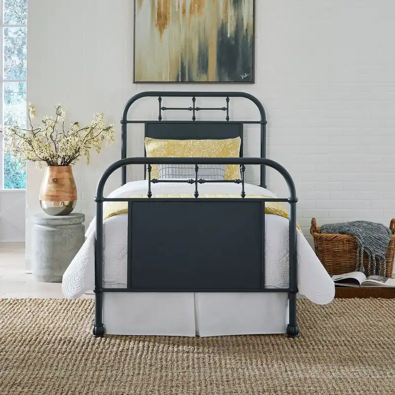 Vintage Series Twin Metal Bed in Navy - Liberty