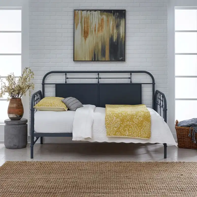 Vintage Series Twin Metal Bed in Navy - Liberty