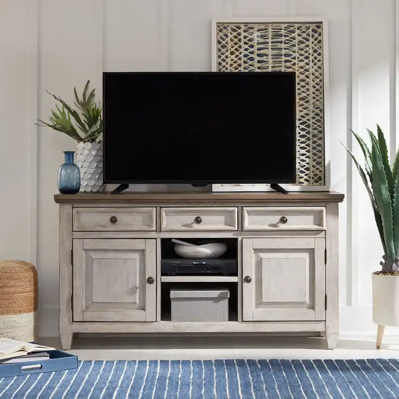 Heartland 56" Tile TV Console in Antique White - Liberty