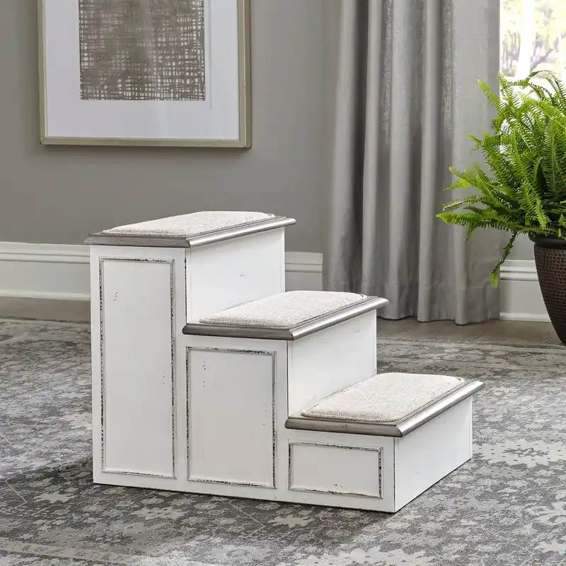 Magnolia Manor Pet Steps in Antique White - Liberty