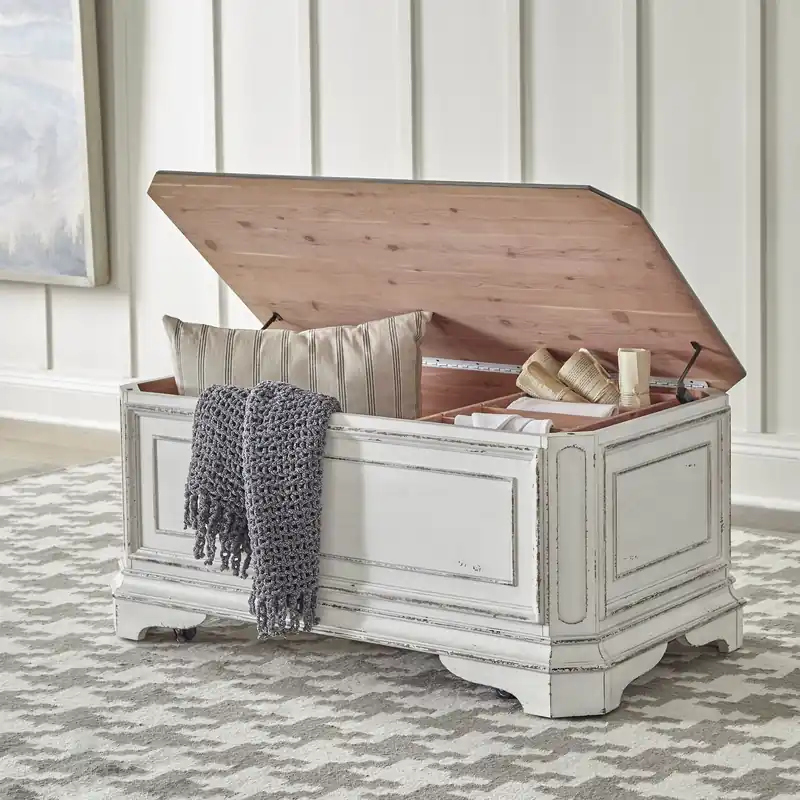 Magnolia Manor Storage Trunk in Antique White - Liberty