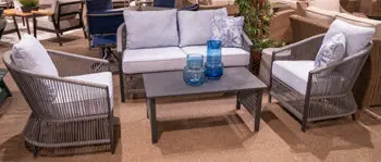 Bridges Beach Outdoor Love/Chairs/Table Set (Set of 4) - Ashley Furniture