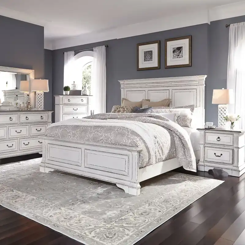 Abbey Park Queen Panel Bed, Dresser & Mirror, Chest, Night Stand - Liberty
