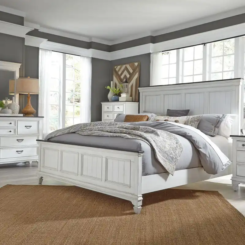 Allyson Park King Panel Bed, Dresser & Mirror, Chest - Liberty