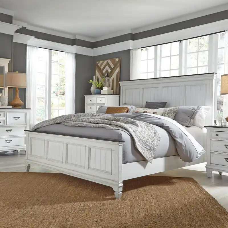 Allyson Park King Panel Bed, Dresser & Mirror, Chest, Night Stand - Liberty