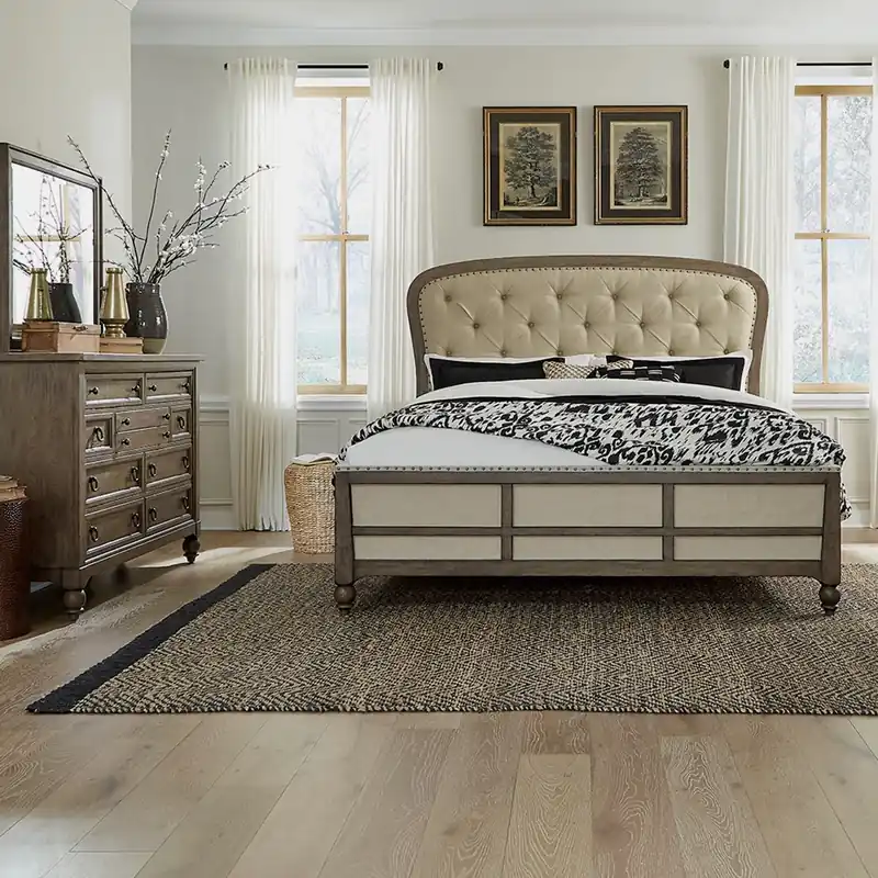 Americana Farmhouse King Shelter Bed, Dresser & Mirror - Liberty