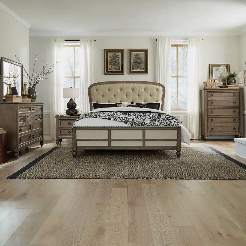 Americana Farmhouse King Shelter Bed, Dresser & Mirror, Chest, Night Stand - Liberty