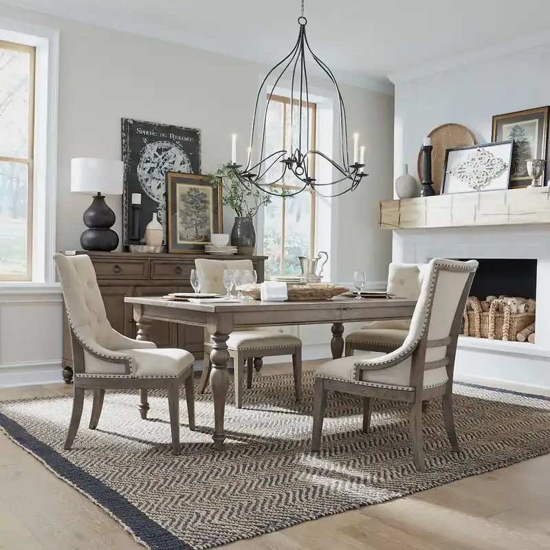 Americana Farmhouse 5 Piece Leg Table Set - Liberty