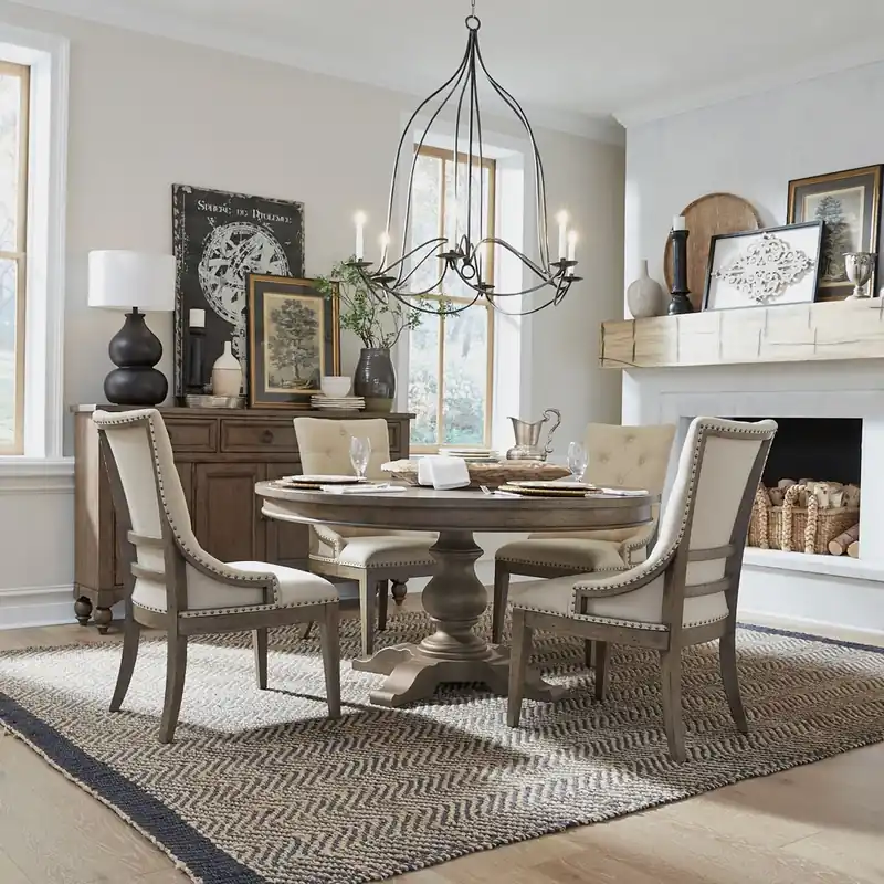 Americana Farmhouse 5 Piece Pedestal Table Set - Liberty