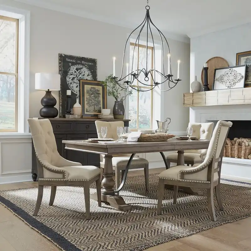Americana Farmhouse 5 Piece Trestle Table Set - Liberty