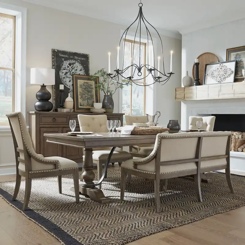Americana Farmhouse 6 Piece Trestle Table Set - Liberty